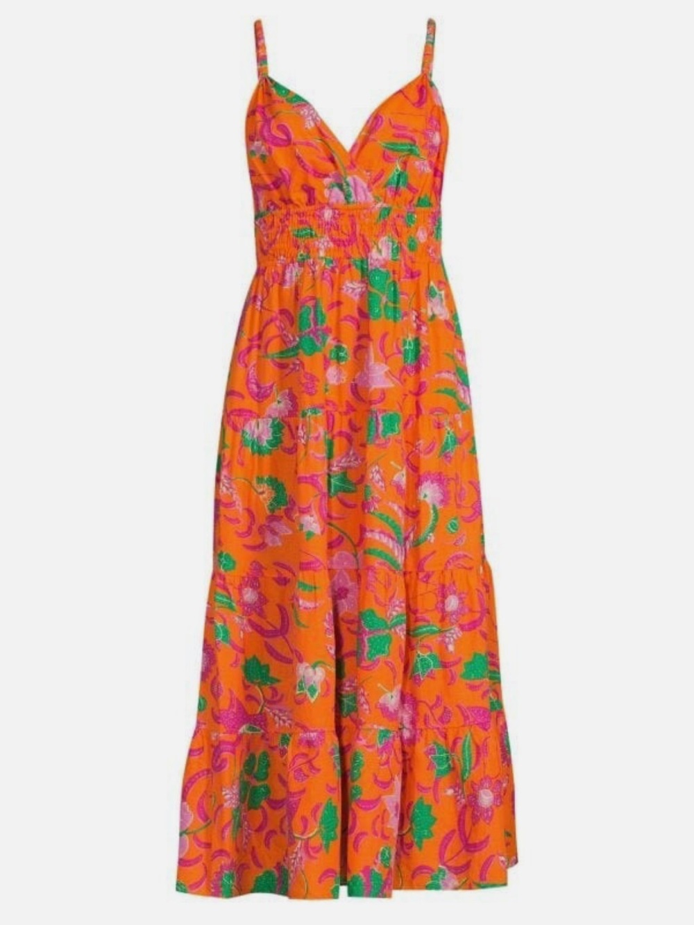 10 Crosby Derek Lam Orange Floral Spaghetti-Strap Maxi Dress